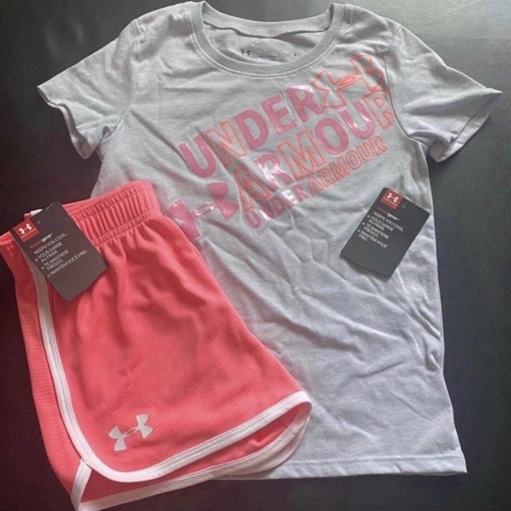 NWT Under Armour shiny Athletic Set Girls Size 6